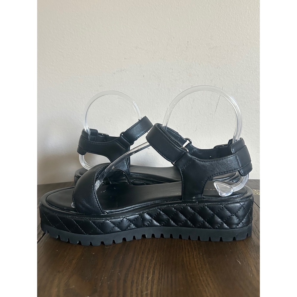All Black Women's Quilted Vel Sandals Black Size 9